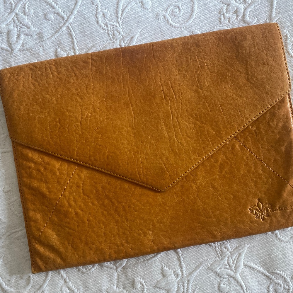 SOLD Mackage clutch yellow leather envelope
